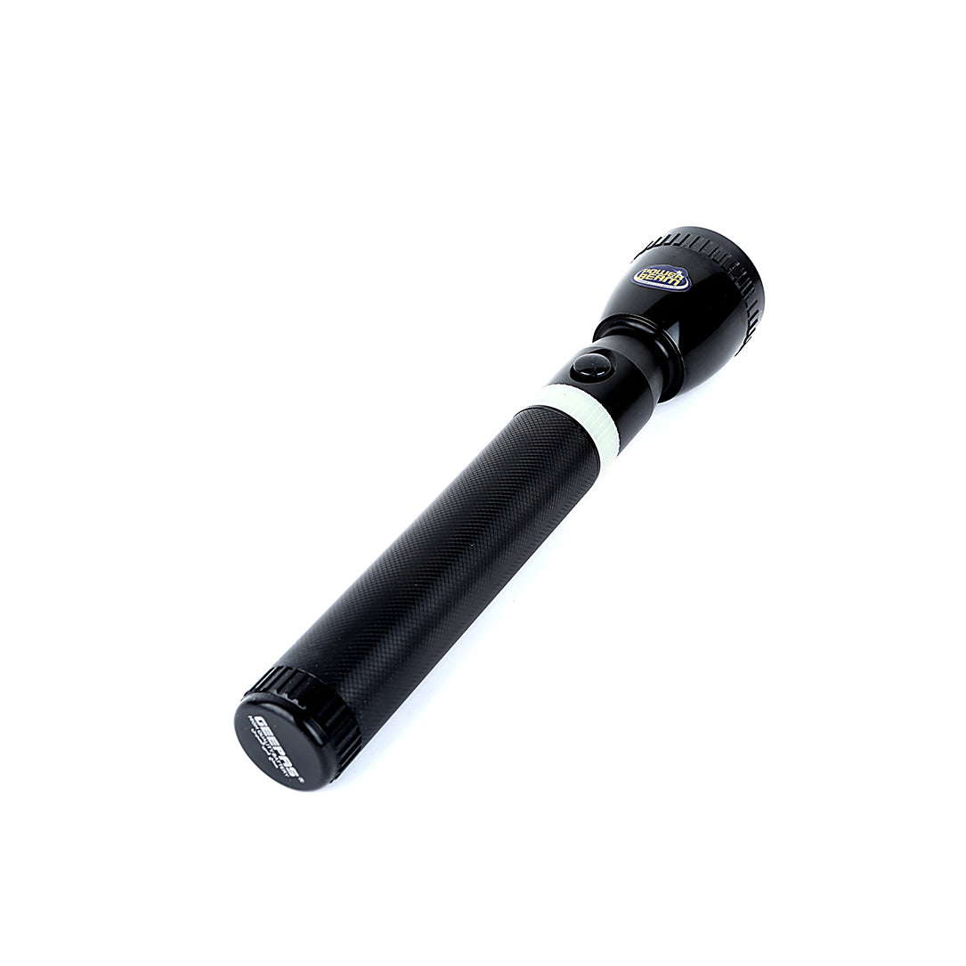 Rechargeable LED Flashlight 287mm- Hyper Bright White with 4-5 Hours Working Rechargeable & High Capacity Battery, Hyper Bright & Tough | Ideal for Patrolling, Trekking, Emergency Power Cut Black 287mm