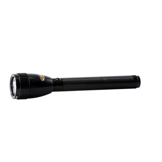 Geepas Rechargeable LED Flashlight - Portable Torch with 4 Hours Contiuous Working | 1450 mAh Battery with Waterproof Body | Ideal for Camping, Trekking & More, Black