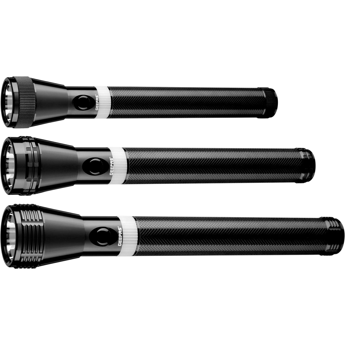 3Pcs Rechargeable Hyper Bright LED Flashlight, 265mm Length Black 22x5x7cm