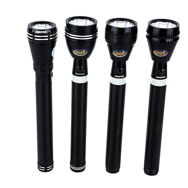 Zoomable LED Flashlight Pack of 4 | 7W Laser High-Power LEDs| 5000mAh Battery10 Hours Continuous Working with Aluminum Alloy Housing| Type C Charging GFL4639N Black 29cm