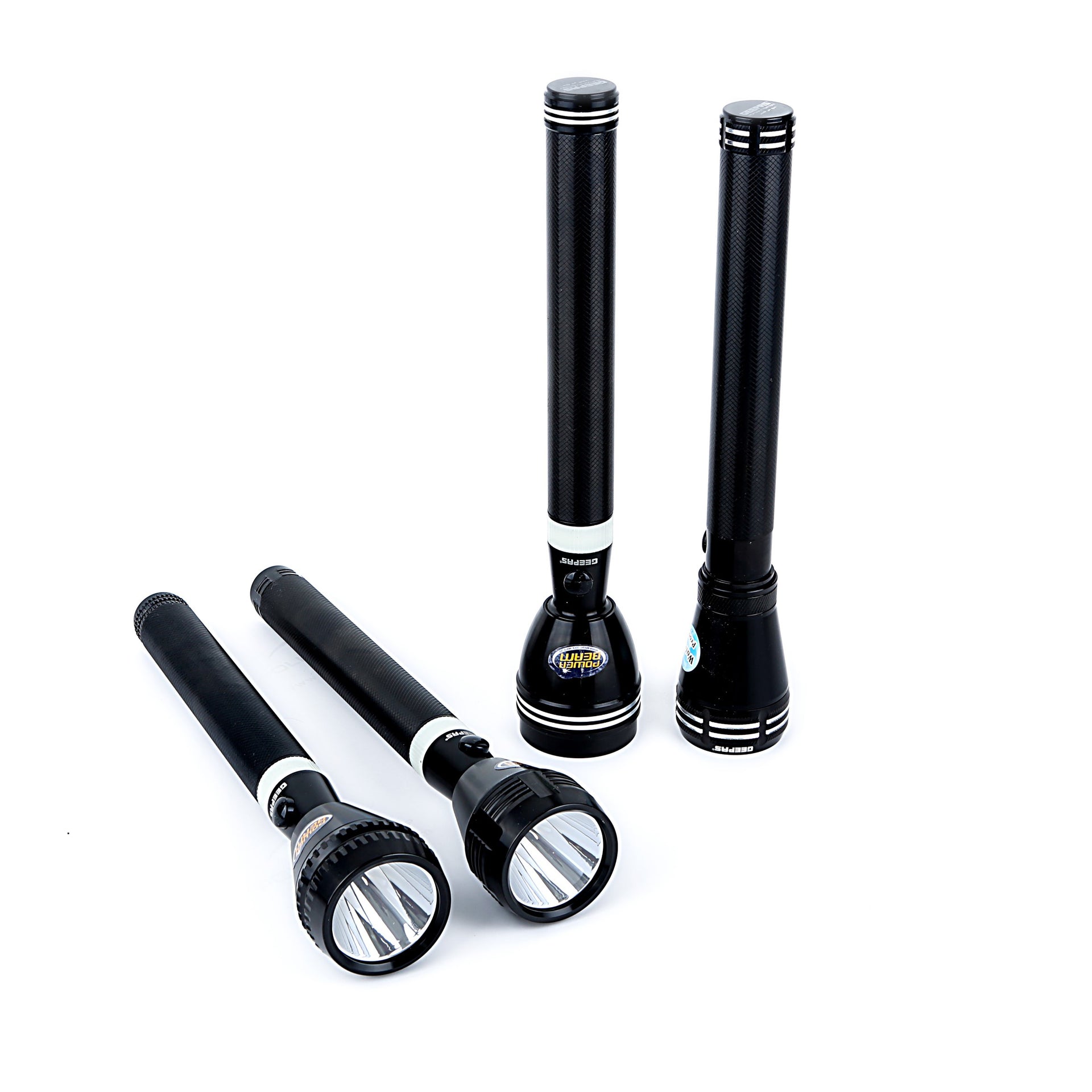 Zoomable LED Flashlight Pack of 4 | 7W Laser High-Power LEDs| 5000mAh Battery10 Hours Continuous Working with Aluminum Alloy Housing| Type C Charging GFL4639N Black 29cm
