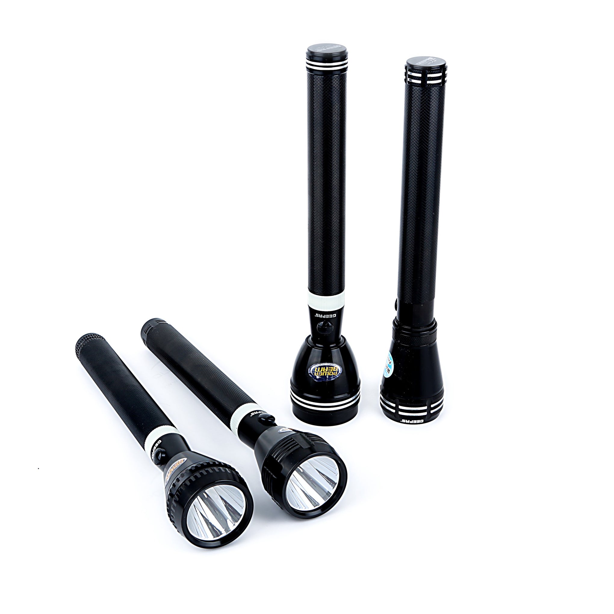 Zoomable LED Flashlight Pack of 4 | 7W Laser High-Power LEDs| 5000mAh Battery10 Hours Continuous Working with Aluminum Alloy Housing| Type C Charging GFL4639N Black 29cm