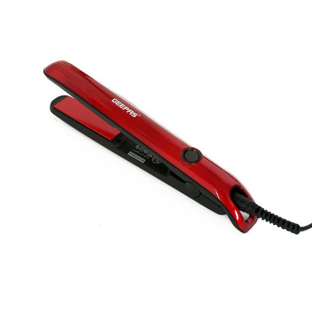 Ceramic Hair Straightener – 35W, 210°C Max Temperature, Floating Ceramic Plates, Ionic Frizz Control, 360° Swivel Cord, Travel-Friendly, Black & Red