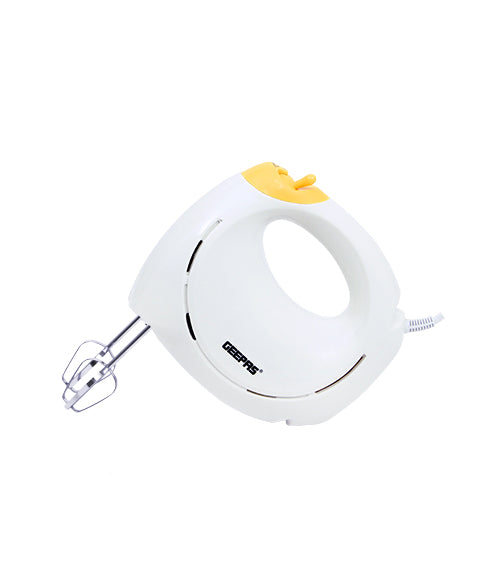 Hand Mixer - Professional Electric Handheld Mixer for Baking - 7 Speed Function, Includes Stainless Steel Beaters & Dough Hooks, Eject Button 150 W GHM43012 White/Yellow