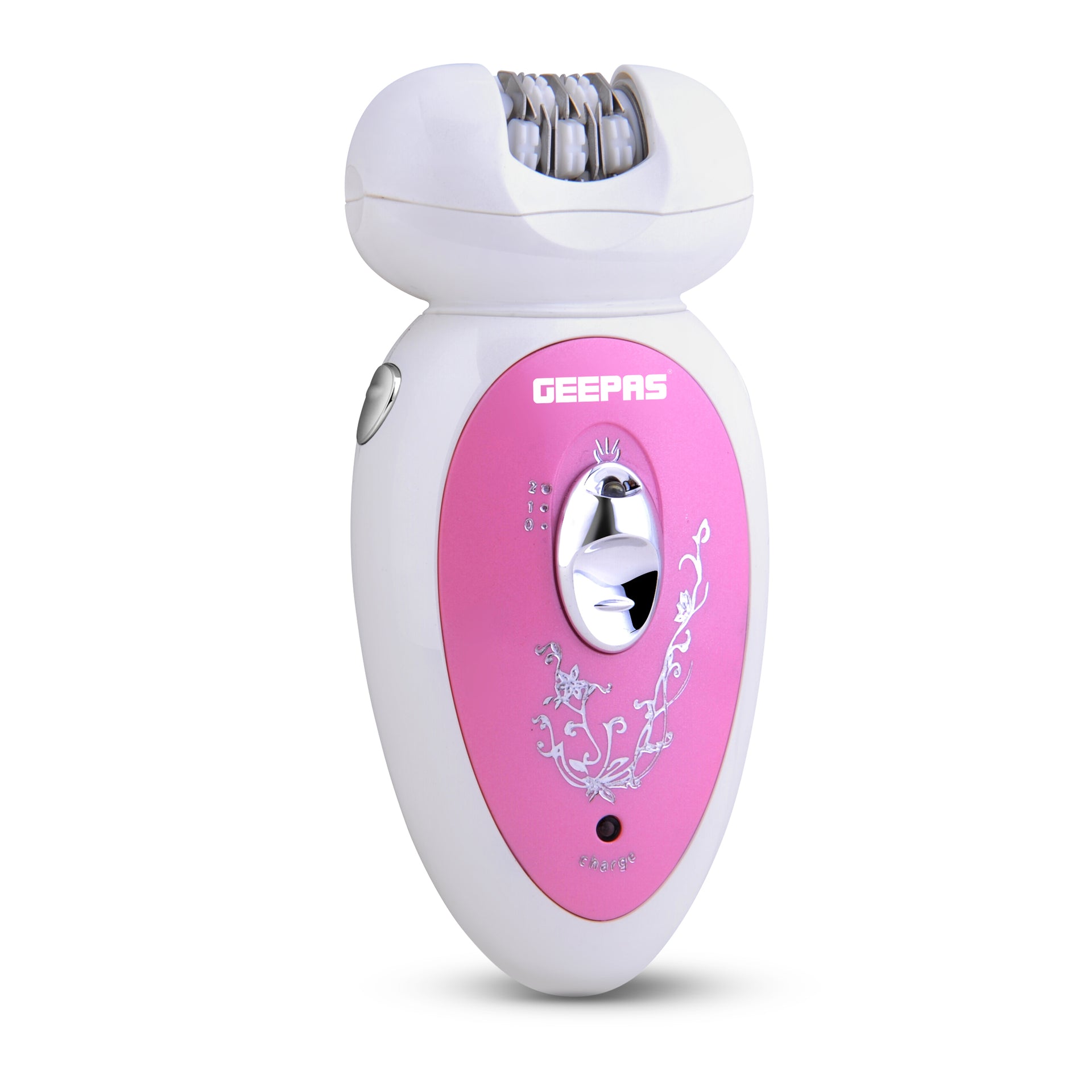 2-in-1 Rechargeable Ladies Epilator Set 2 Speed Settings, 2 Attachments, Smart Light For Clear Viewing, Removes Finest Of Hair From The Roots Sharp Blades White/Pink