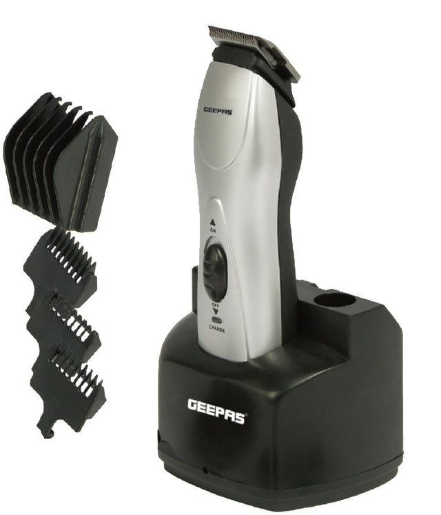 Professional Rechargeable Hair Trimmer – Chromium Steel Blades, 60-Min Runtime, 5-Position Comb – Ideal for Men's Home & Salon Styling Silver/Black