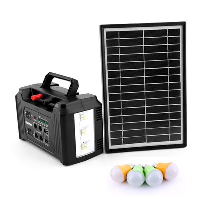 Geepas GPS5593 Power Caster - 7000mAh Rechargeable Battery 4 Pcs Led Bulbs with Solar Panel | Perfect emergency backup for Home, Travel, Camping & More