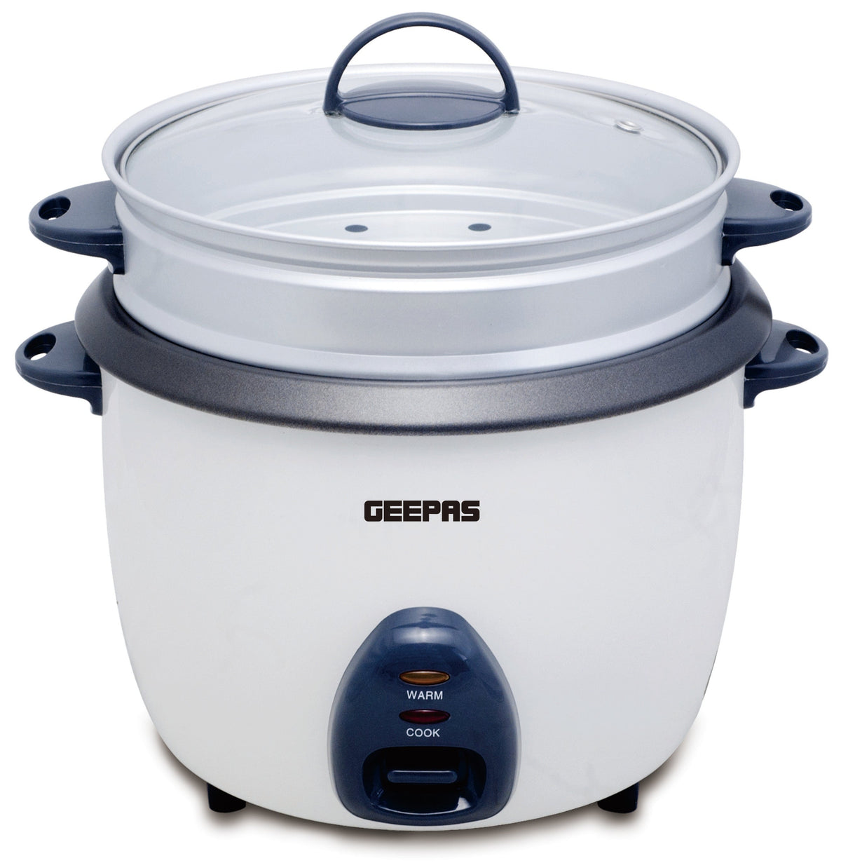 Automatic Rice Cooker – 1.0L Capacity, 3-in-1 Cook/Steam/Keep Warm, Non-Stick Inner Pot, 450W, Tempered Glass Lid, Single Switch Operation, White, 2-Year Warranty