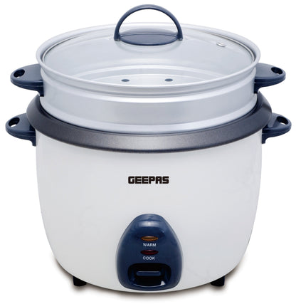 Automatic Rice Cooker – 1.0L Capacity, 3-in-1 Cook/Steam/Keep Warm, Non-Stick Inner Pot, 450W, Tempered Glass Lid, Single Switch Operation, White, 2-Year Warranty