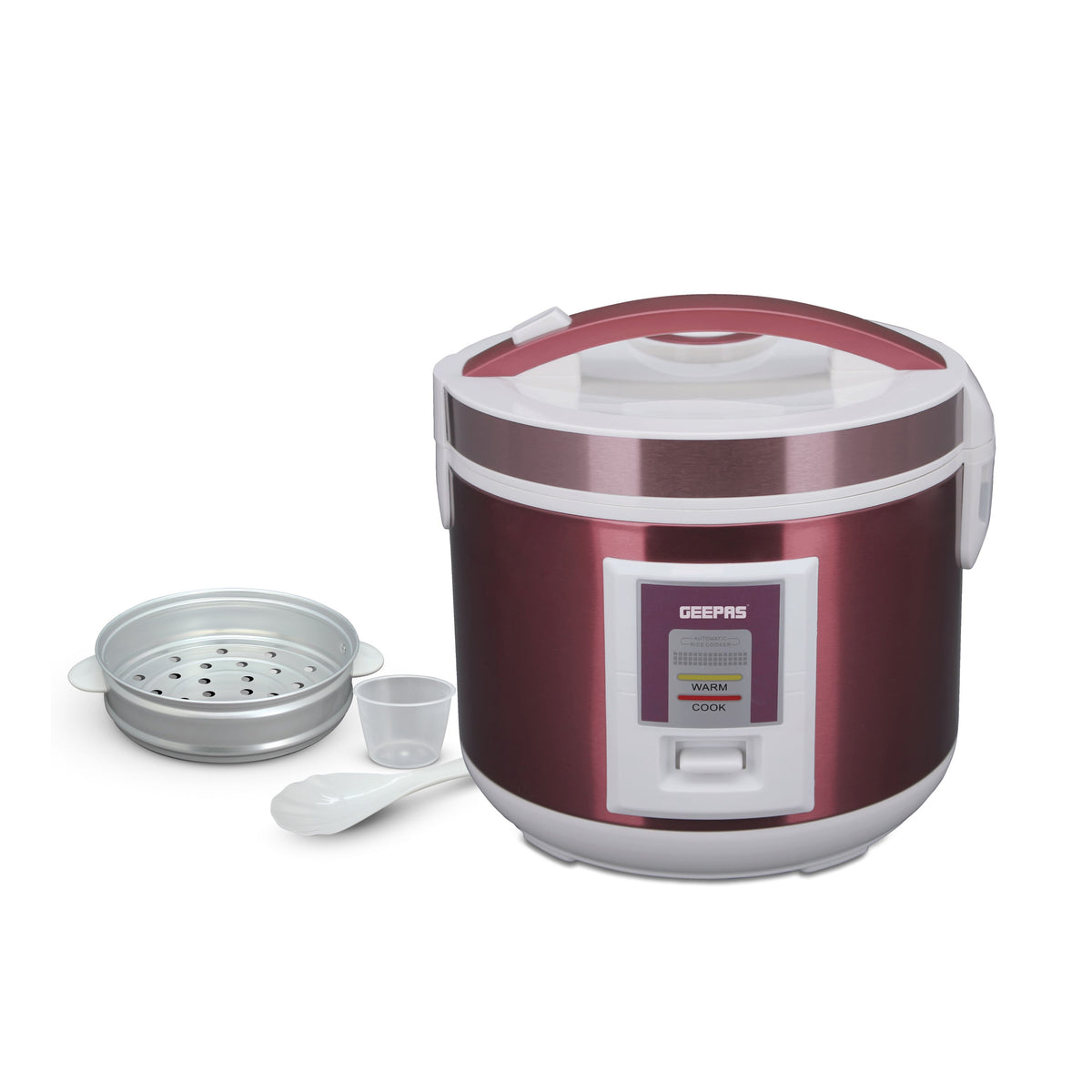 Multifunctional Automatic Rice Cooker with Stainless Steel Body & Non-Stick Inner Pot 1.5 L 708 W GRC4328N Red