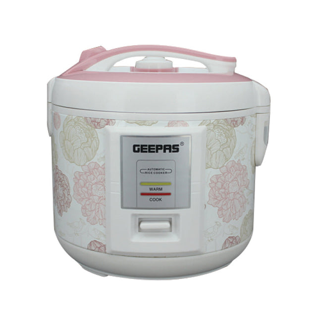 1.5L Electric Rice Cooker – 500W 3-in-1 Cook/Steam/Keep Warm, Non-Stick Inner Pot, Cool Touch Handles, Easy Clean, White & Pink, 2-Year Warranty