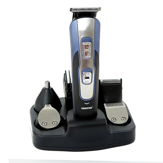 11-IN-1 Rechargeable Grooming Kit- GTR8724, Includes Hair Clipper Head And Beard Trimmer Head Black/Red 6x23.6x16.2cm