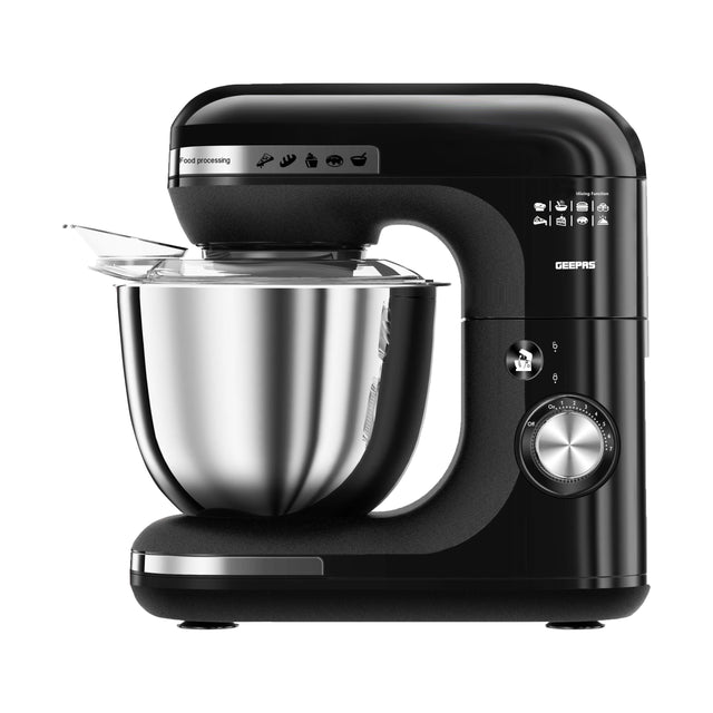 Stand Mixer With 5 Liter Stainless Steel Bowl, Powerful Copper Motor with 12 Level Mixing Control, ABS Body, Perfect for Kneading Dough, Mixing Batter, Whisking Eggs, etc. Includes a Hook, Beater Whisk, Splash Cover 5 L 800 W GSM43013 Creamy White