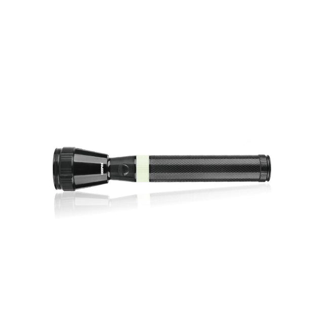 Geepas Rechargeable Led Flashlight - 1800 Meters Range & High Beam Light | 2 Hours Working With 2500 Mah Battery | Ideal For Trekking, Camping, Power Cuts & More, Black - Gfl51030N