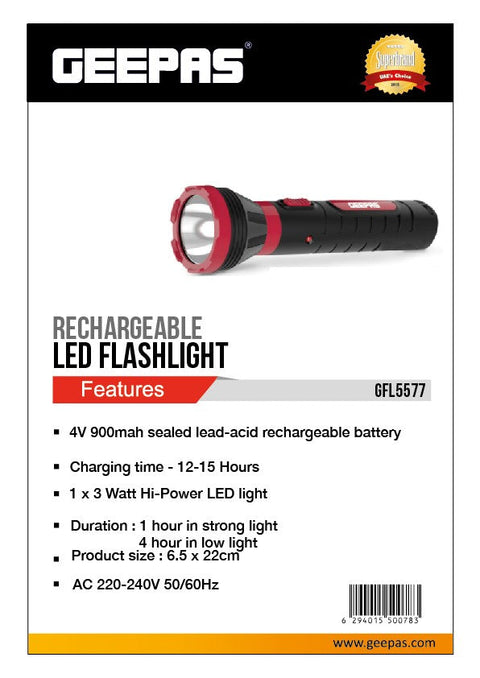 Rechargeable Flash Light Black/Red