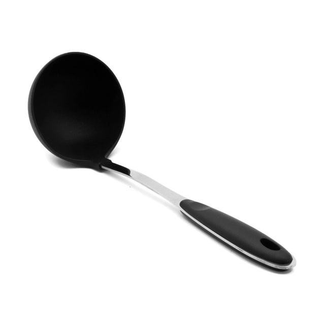 RF1204-NSPL Nylon Soup Ladle with Wooden Handle | Heat-Resistant Non-Stick Serving Spoon | Long Handle for Soup, Gravy, Sauce & Curry