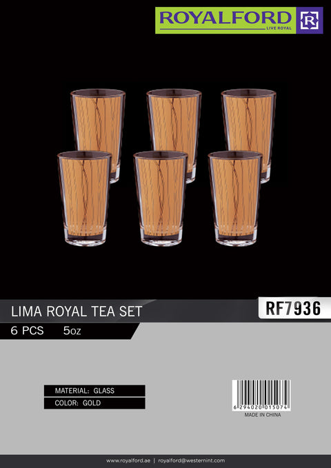 6-Piece Lima Royal Glass Set Gold