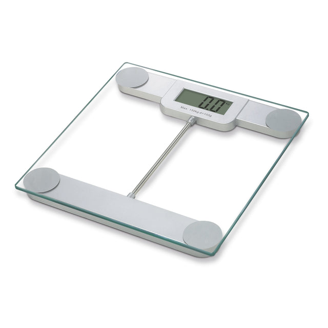 RF8351 Metallic Digital Body Weight Scale | High Accuracy Smart Bathroom Scale with Large LCD Display | Auto ON/OFF, Multiple Weight Units, 150kg Capacity | 5mm Tempered Glass Slim Design