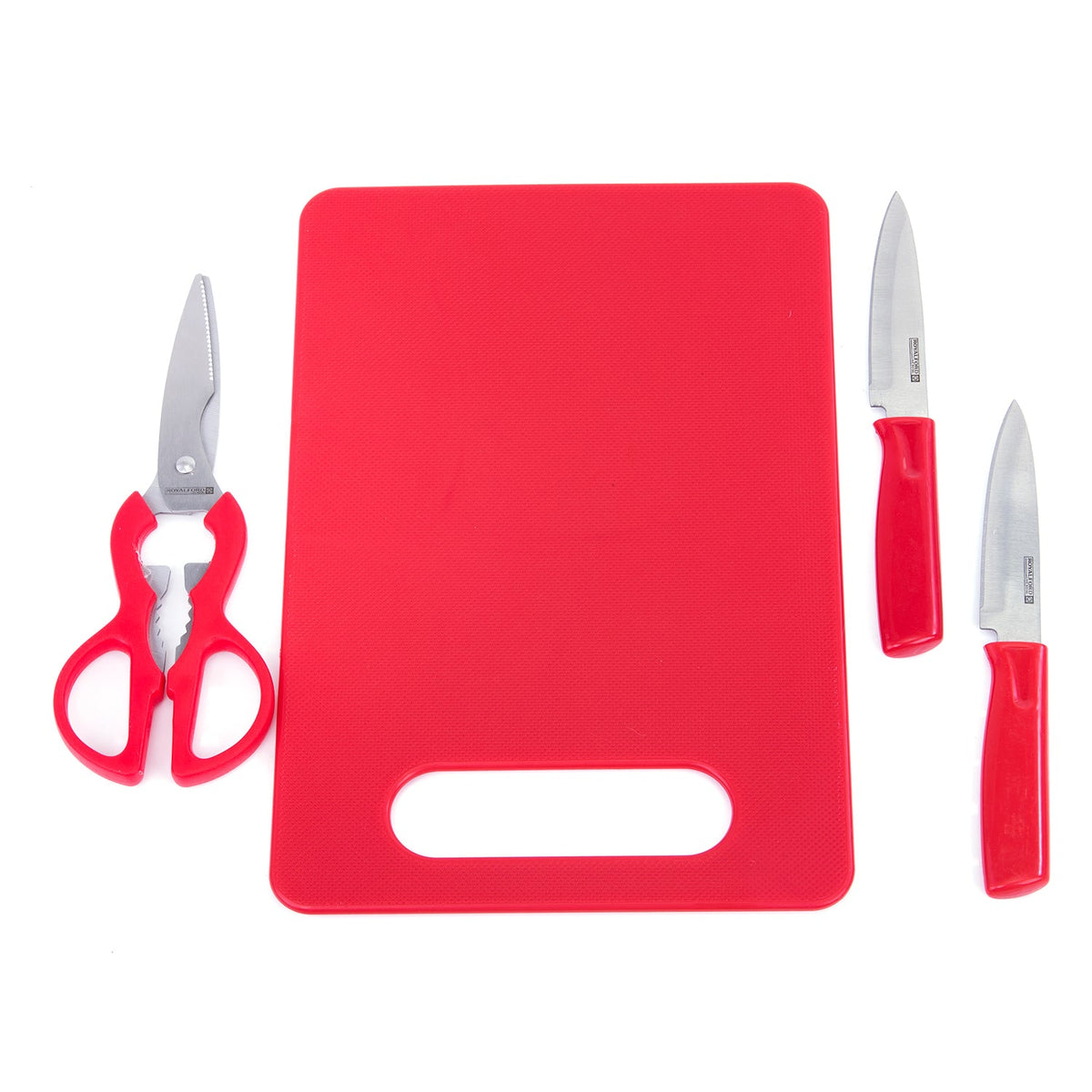 4-Piece Kitchen Knife Set RF6968 – 2 Stainless Steel Knives, Kitchen Scissors & Cutting Board | All-in-One Kitchen Tool Set