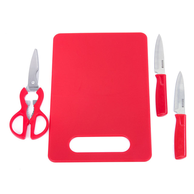 4-Piece Kitchen Knife Set RF6968 – 2 Stainless Steel Knives, Kitchen Scissors & Cutting Board | All-in-One Kitchen Tool Set