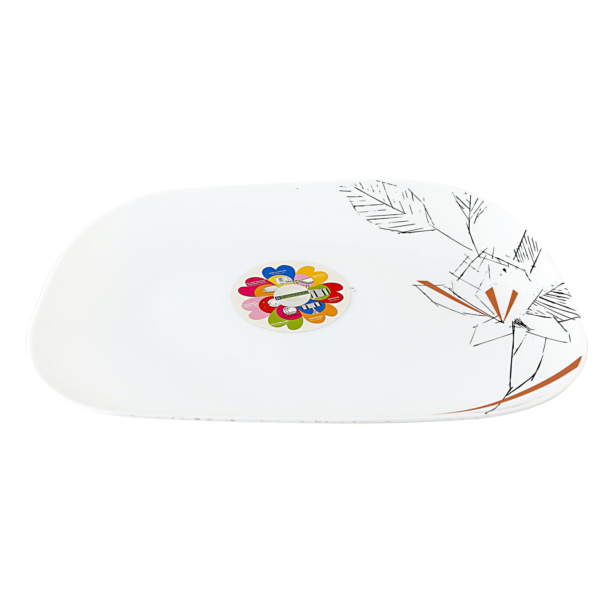 Leafless Design Oval Plate White/Red/Blue 14inch