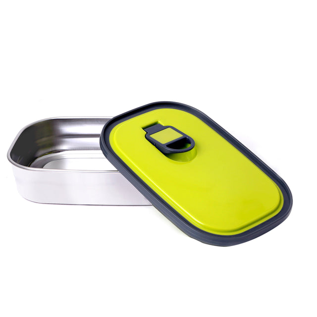 Food Storage Container Green/Silver 16x11x4.6cm