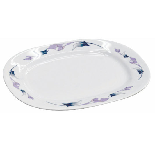 Royalford RF4807 - 14-inch Royal Thai Oval Plate  - Maggie, Soup Plates Pasta Plates | Plate with playful Classic Decoration, Dishwasher safe | Ideal for Soup, Desserts, Ice Cream & More (White)