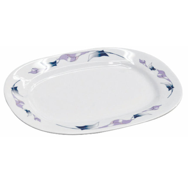 Royalford RF4807 - 14-inch Royal Thai Oval Plate  - Maggie, Soup Plates Pasta Plates | Plate with playful Classic Decoration, Dishwasher safe | Ideal for Soup, Desserts, Ice Cream & More (White)