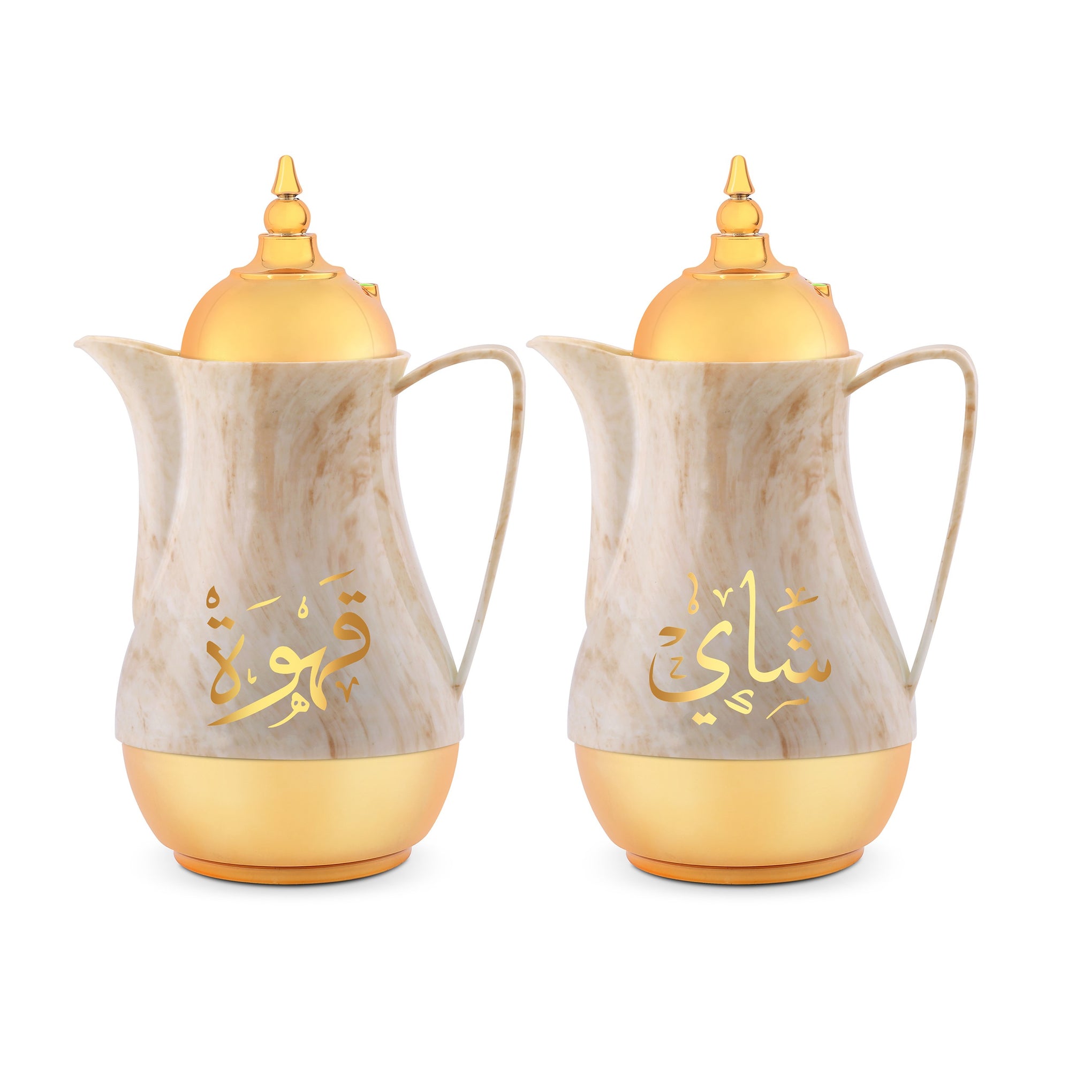 Royalford Portable & Leak-resistant Royal Marble Tea & Cawa聽 1L + 1L 2 Pieces Set RF9412 Brown/Gold