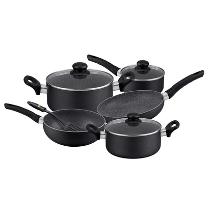 Delcasa  9Pcs Smart Aluminium Marble Coating Cookware Set Black 59.5x21.5x33.5cm