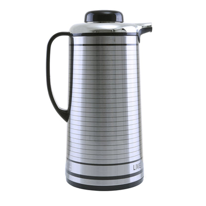 Royalford RF5753 1.3L Vacuum Flask - Heat Insulated Thermos for Keeping Hot/Cold Long Hour Heat/Cold Retention, Multi-Walled, Hot Water, Tea, Beverage | Ideal for Social Occasion, Commercial & Outings Silver/Black 1.3Liters