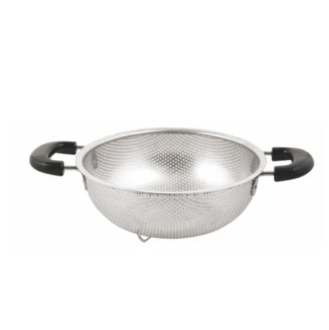 25cm Stainless Steel Colander | Heavy-Duty Micro-Perforated Strainer Basket with Bakelite Handles & Tripod Base | Pasta, Fruit & Vegetable Drainer