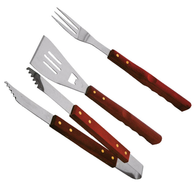 3 Piece Barbecue Tool Set Silver/Red