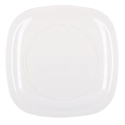 7.5" Opal Ware Square Plate | White Dessert & Serving Plate | Microwave & Dishwasher Safe Dinnerware | BPA-Free Plate for Snacks, Pasta, Salad & Desserts