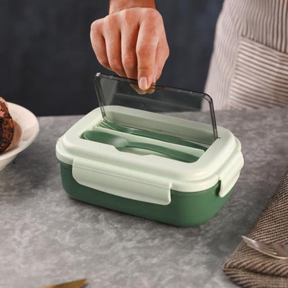 Royalford Plastic Lunch Box with Cutlery- RF12905/ 700 ml and 200 ml, Rectangle Tiffin Boxes with Airtight Lid, Fork and Spoon Assorted