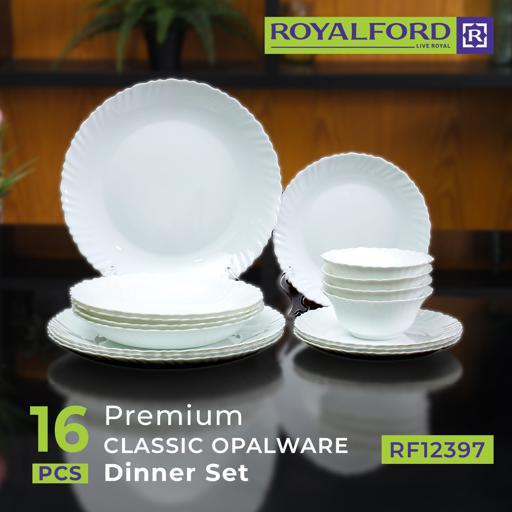 16-Piece Classic Opalware Dinner Set | Service for 4 | Dinner Plates, Deep Plates, Dessert Plates & Bowls | Microwave, Dishwasher & Freezer Safe | White