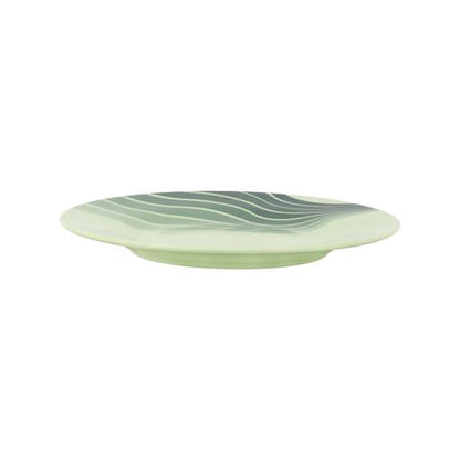 RF8156 Green Radiant Thai Dinner Plate 8 Inch | Lightweight Durable Dinnerware Plate with Stylish Striped Design | Dishwasher Safe Plate for Everyday Dining