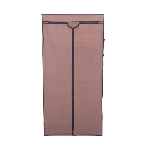 Wardrobe Portable Closet Organizer | Lightweight Modular Wardrobe with Hanging Rail & Mesh Shelves | Dust-Proof Space-Saving Storage Cabinet Brown