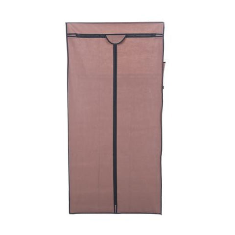 Wardrobe Portable Closet Organizer | Lightweight Modular Wardrobe with Hanging Rail & Mesh Shelves | Dust-Proof Space-Saving Storage Cabinet Brown