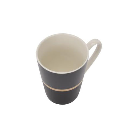 RF9370 11oz Porcelain Coffee Mug – Large Tea & Coffee Mug with Comfortable Handle, Thick Wall Design for Hot & Cold Drinks, Grey/Black/Gold