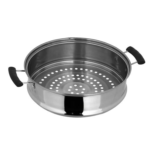 3 Layer Stainless Steel Steamer Pot 9L – 30cm Multi-Tier Cooking Pot, Induction & Gas Compatible, Dishwasher Safe, Heat Resistant with Durable & Comfortable Handles Silver 30cm