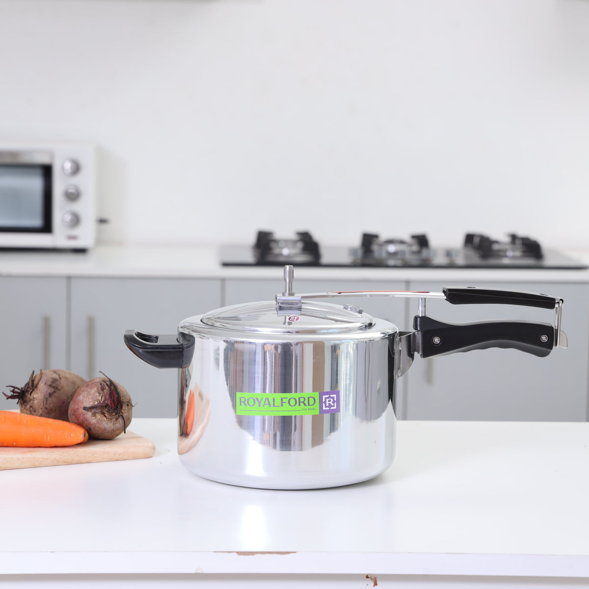 Aluminium Pressure Cooker - 5L Capacity| Durable Virgin Aluminium| Whistling Weight Valve, Extra Strong Lugs, Heavy Base, Ideal for rice, beans, stews, veggies, Chicken, Soup Silver 5.0Liters