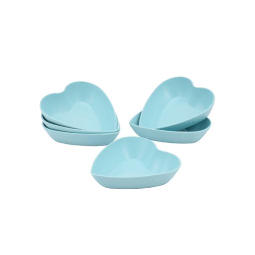 6Pcs Heart Shape Snack Plate Set Premium Plasticware Made In Turkey Assorted Colors