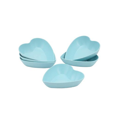 6Pcs Heart Shape Snack Plate Set Premium Plasticware Made In Turkey Assorted Colors
