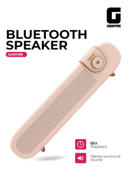 Portable Stylish Bluetooth Speaker | 6 Hours Playtime, Stereo Surround Sound, TF/USB/AUX Support | Type-C Charging, Compact Design GMS11198 | Pink pink