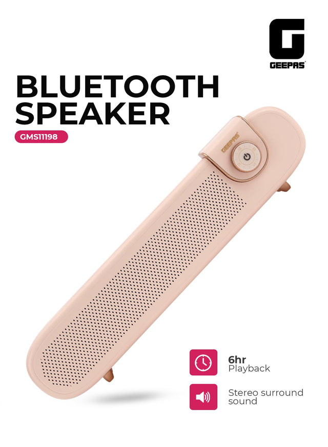 Portable Stylish Bluetooth Speaker | 6 Hours Playtime, Stereo Surround Sound, TF/USB/AUX Support | Type-C Charging, Compact Design GMS11198 | Pink pink