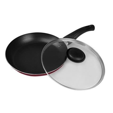 Frypan With Glass Lid Pfoa Free Lead Free 3 Layer Non-Stick Coating Cd Bottom Black/Grey With Clear Lid