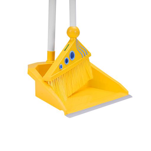 RF4477 Broom & Dustpan Set with Long Handles | Plastic Hand Broom with Durable Bristles | Upright Floor Cleaning Set for Home & Office