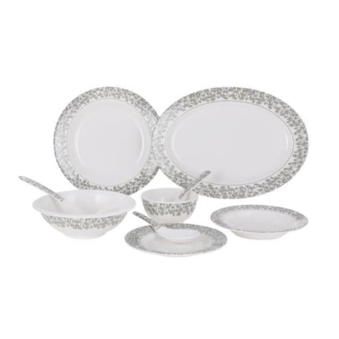 45 Pieces Melamine Ware Dinner Set Top Rack Dishwasher Safe Freezer Safe Break Resistant Premium Quality Lightweight Chip Resistant White/Blue
