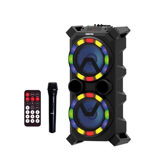 Rechargeable Bluetooth Speaker with 30000W PMPO & 2600mAh Battery | Portable Wireless Speaker with Microphone, AM/FM Radio, Wheels & Handle | USB Charging for Smartphones & Tablets